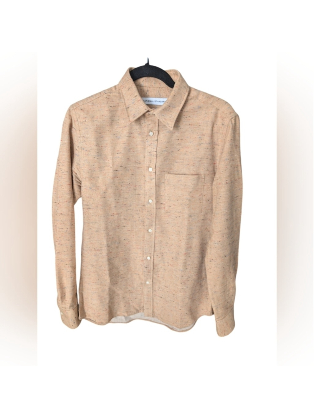 National Standards Cotton Blend Tan Speckled Longsleeve Shirt XS